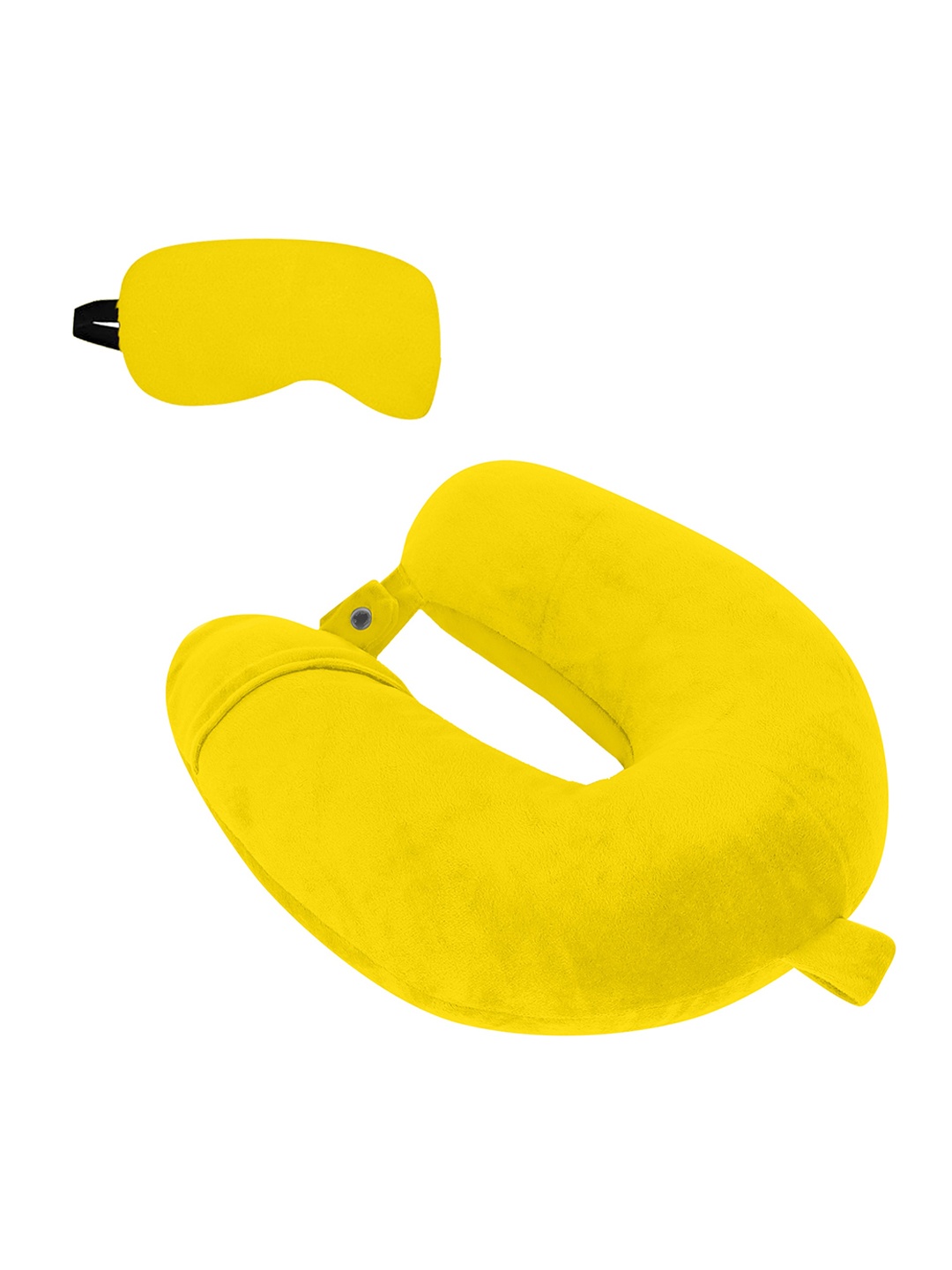 

PILLOW TREE U-Shape Ultra-Soft Travel Neck Pillow & Eye Mask, Yellow