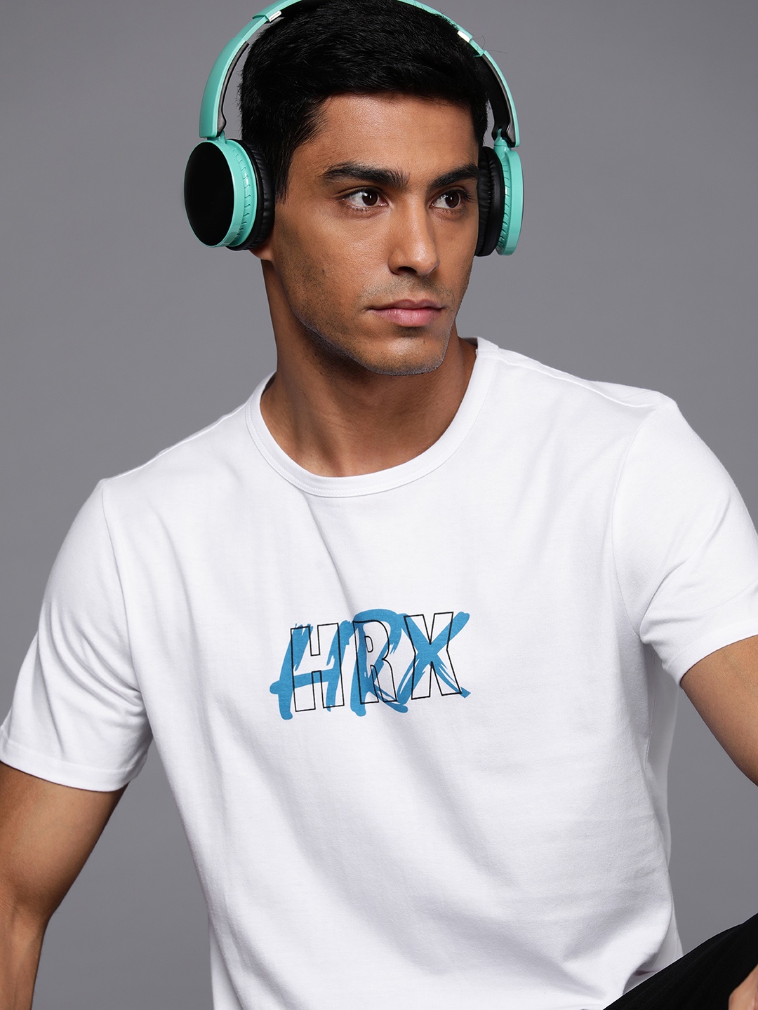 

HRX by Hrithik Roshan Men Brand Logo Printed Pure Cotton T-shirt, White