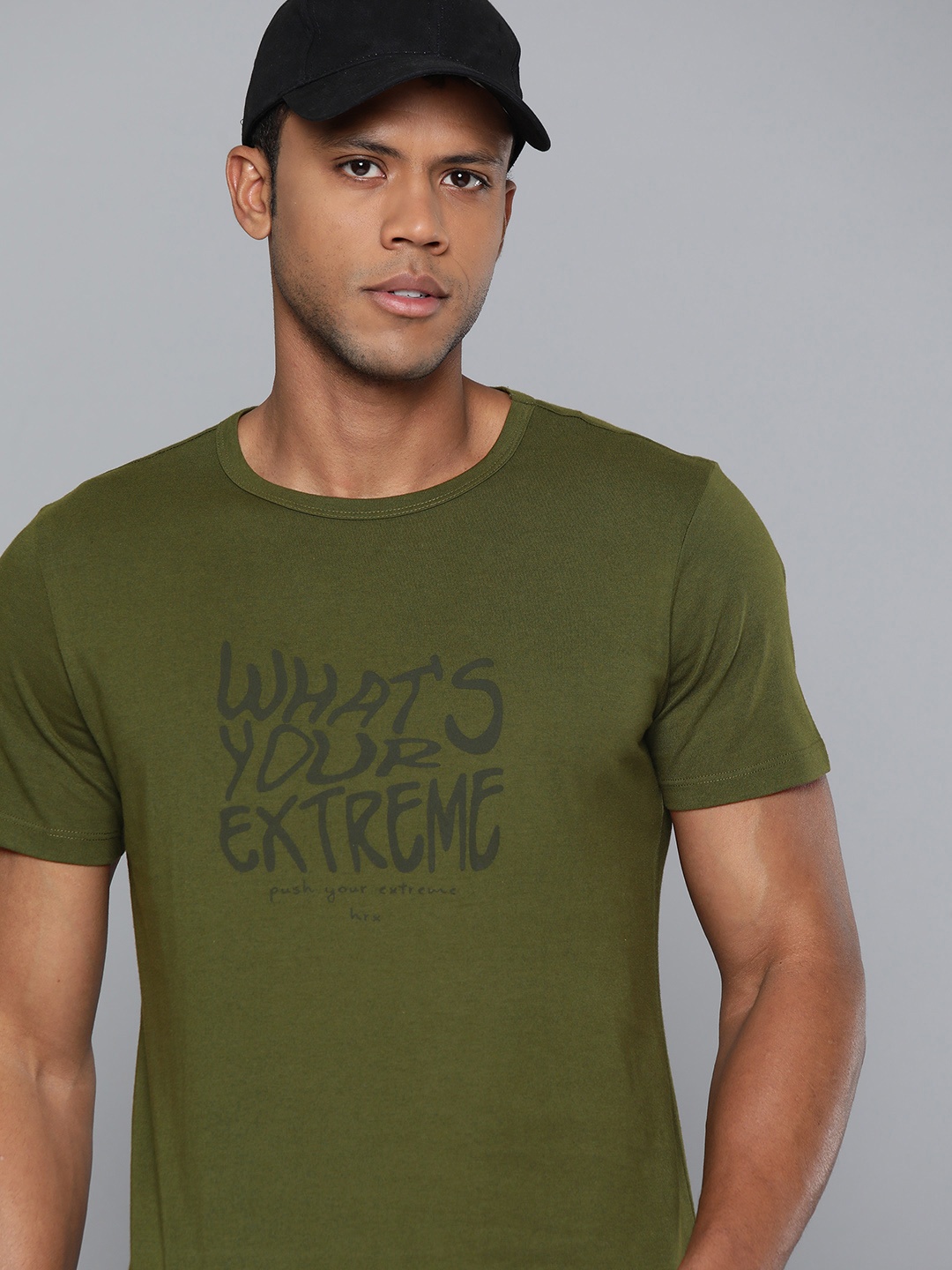 

HRX by Hrithik Roshan Men Typography Printed Pure Cotton T-shirt, Olive