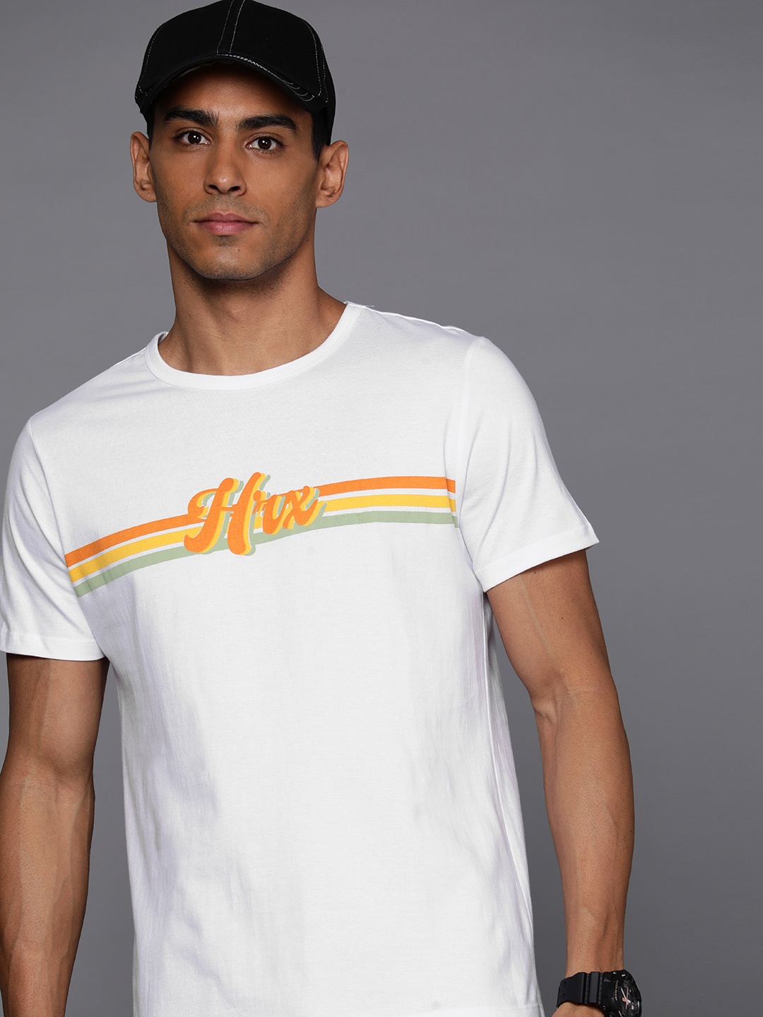 

HRX by Hrithik Roshan Men Brand Logo Printed Pure Cotton T-shirt, White