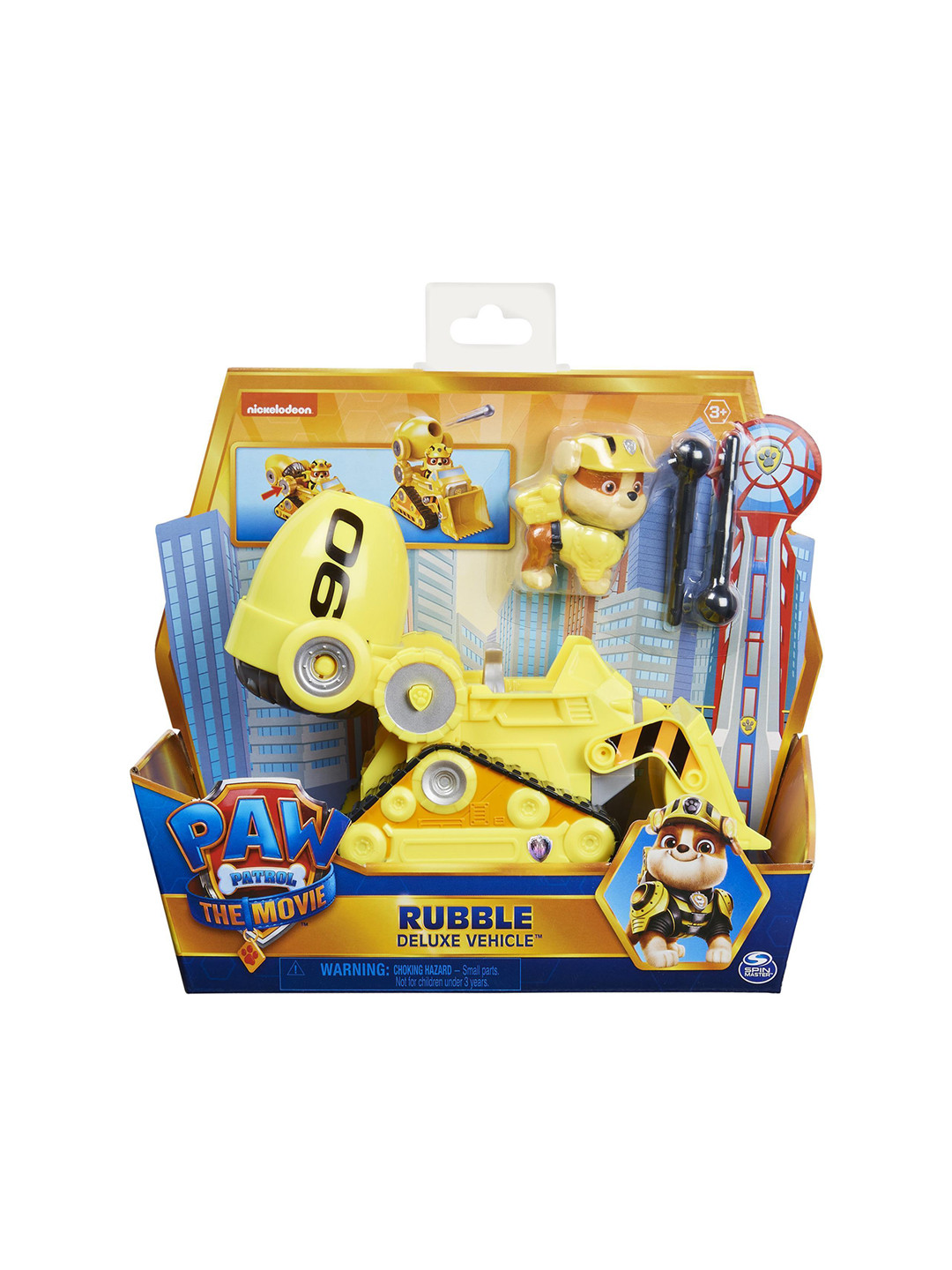 

PAW PATROL Kids Rubbles Deluxe Movie Transforming Toy Car With Collectible Action Figure, Yellow