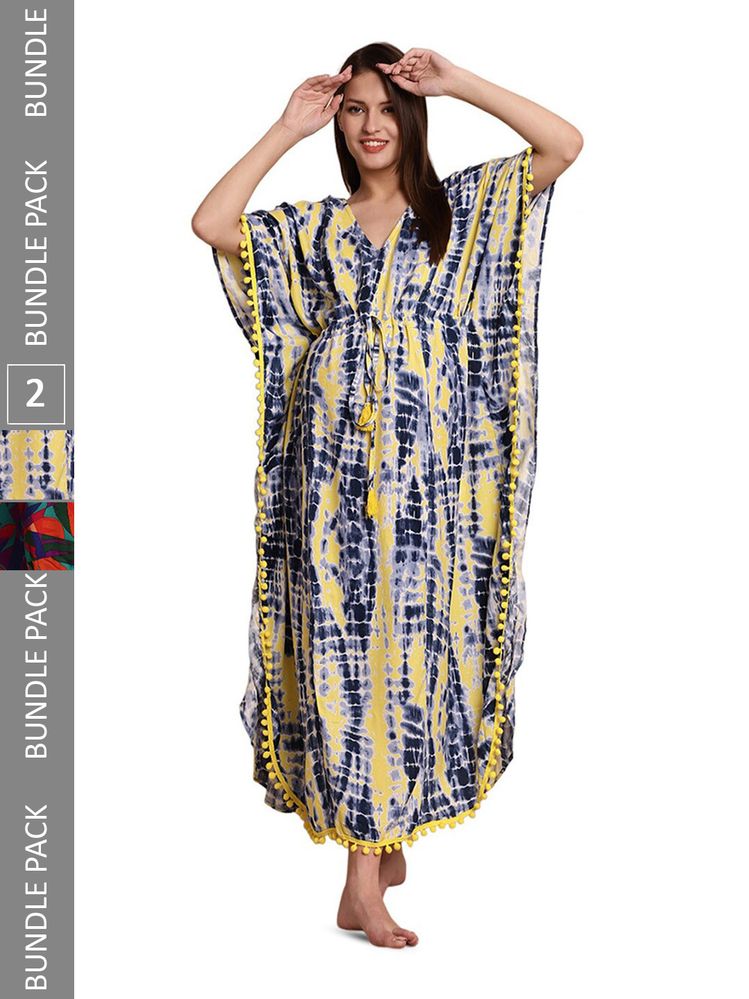 

Secret Wish Pack Of 2 Printed Maternity Kaftan Nightdress, Yellow