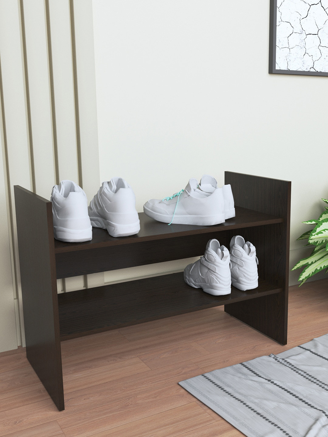 

RANDOM Black Open Shoe Rack With 2 Shelves