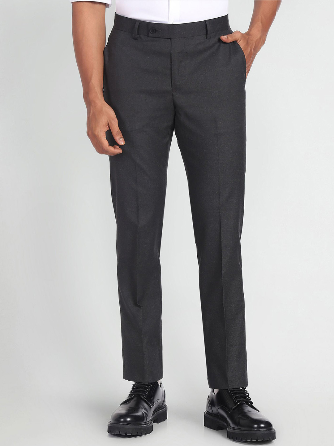 

Arrow Men Mid-Rise Formal Trousers, Grey