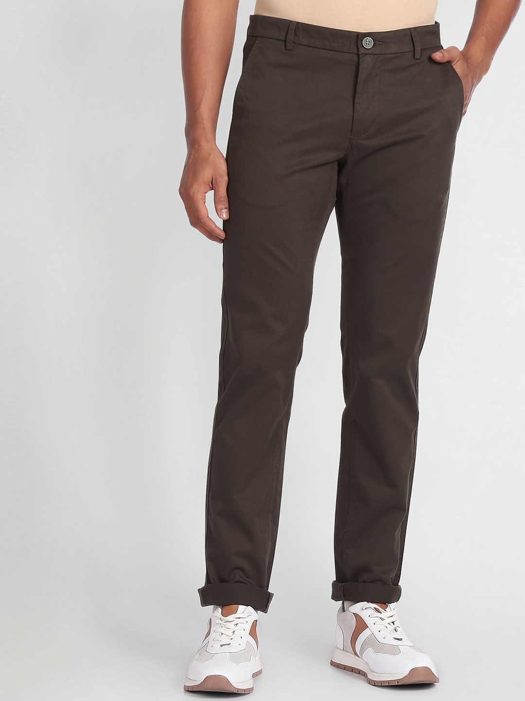 

Arrow Sport Men Slim Fit Low-Rise Regular Trousers, Grey