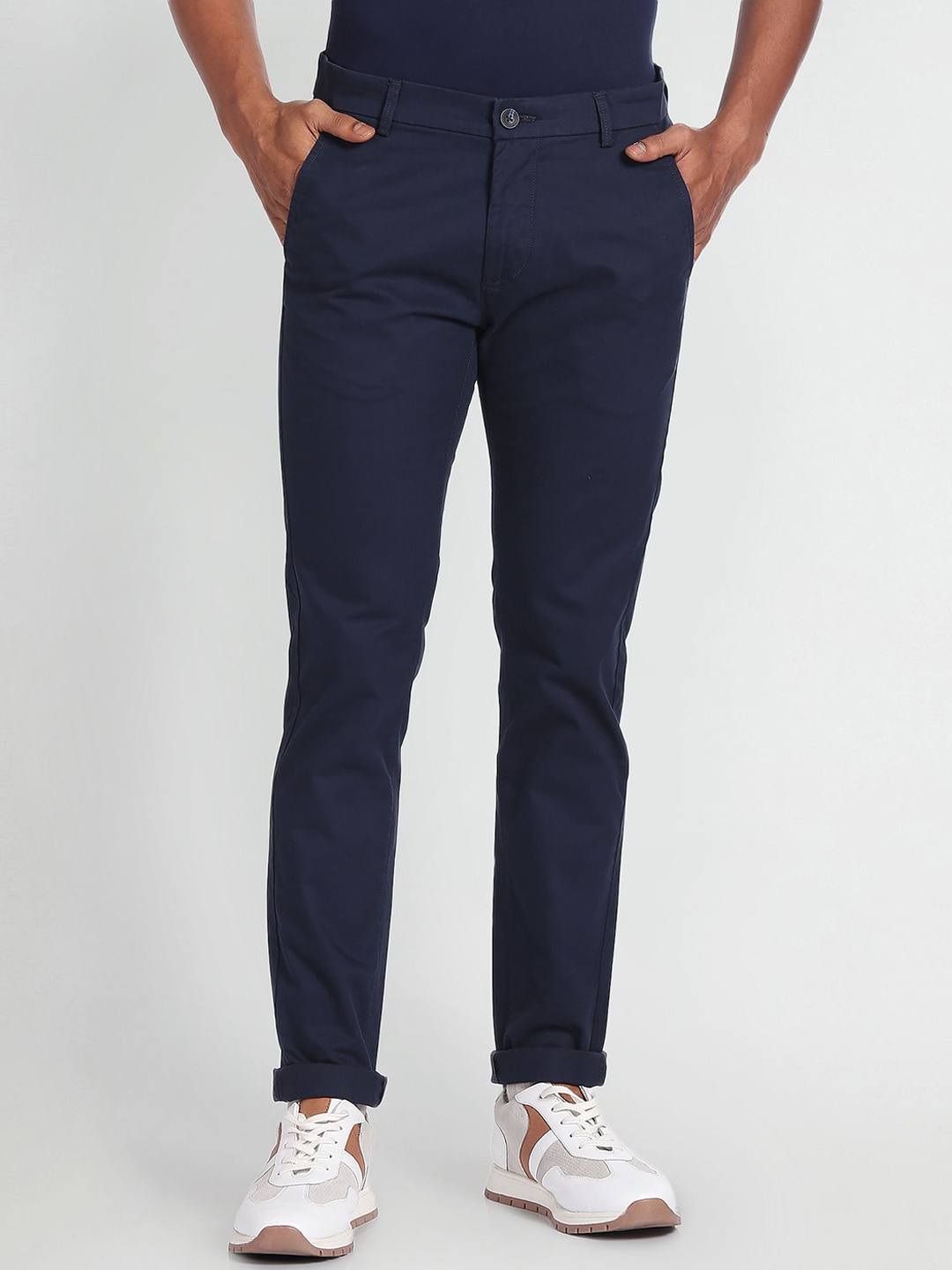 

Arrow Sport Men Low-Rise Cotton Slim Fit Trousers, Blue