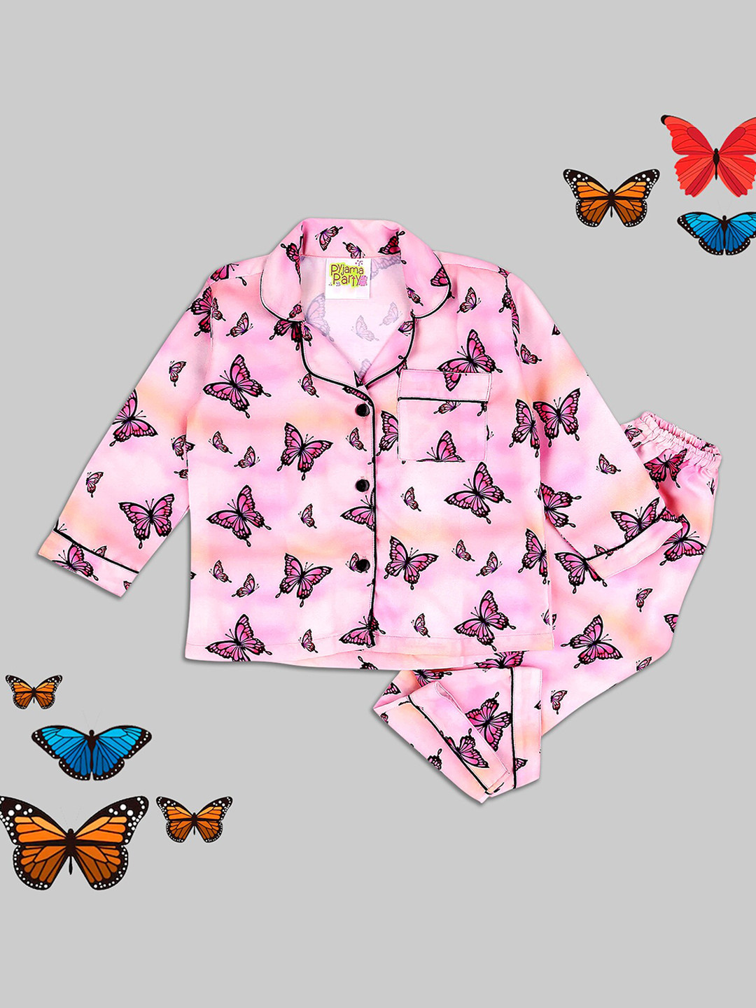 

Pyjama Party Kids Conversational Printed Shirt & Trousers, Pink