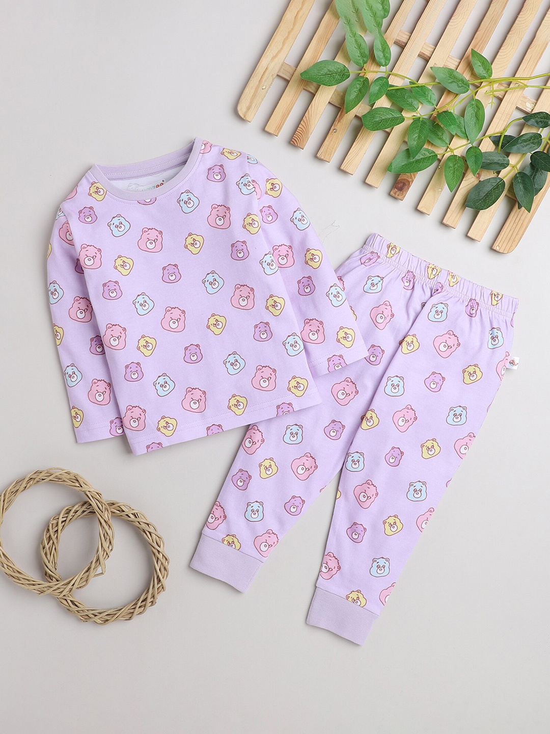 

BUMZEE Girls Printed Cotton T-shirt With Pyjamas, Lavender