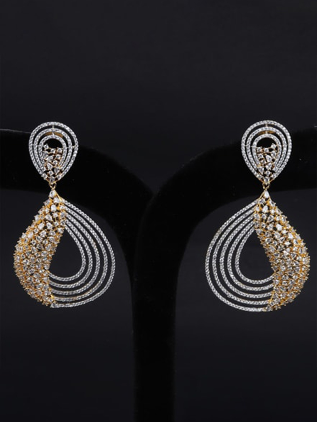 

Mirana Gold-Plated American Diamond Studded Drop Earrings
