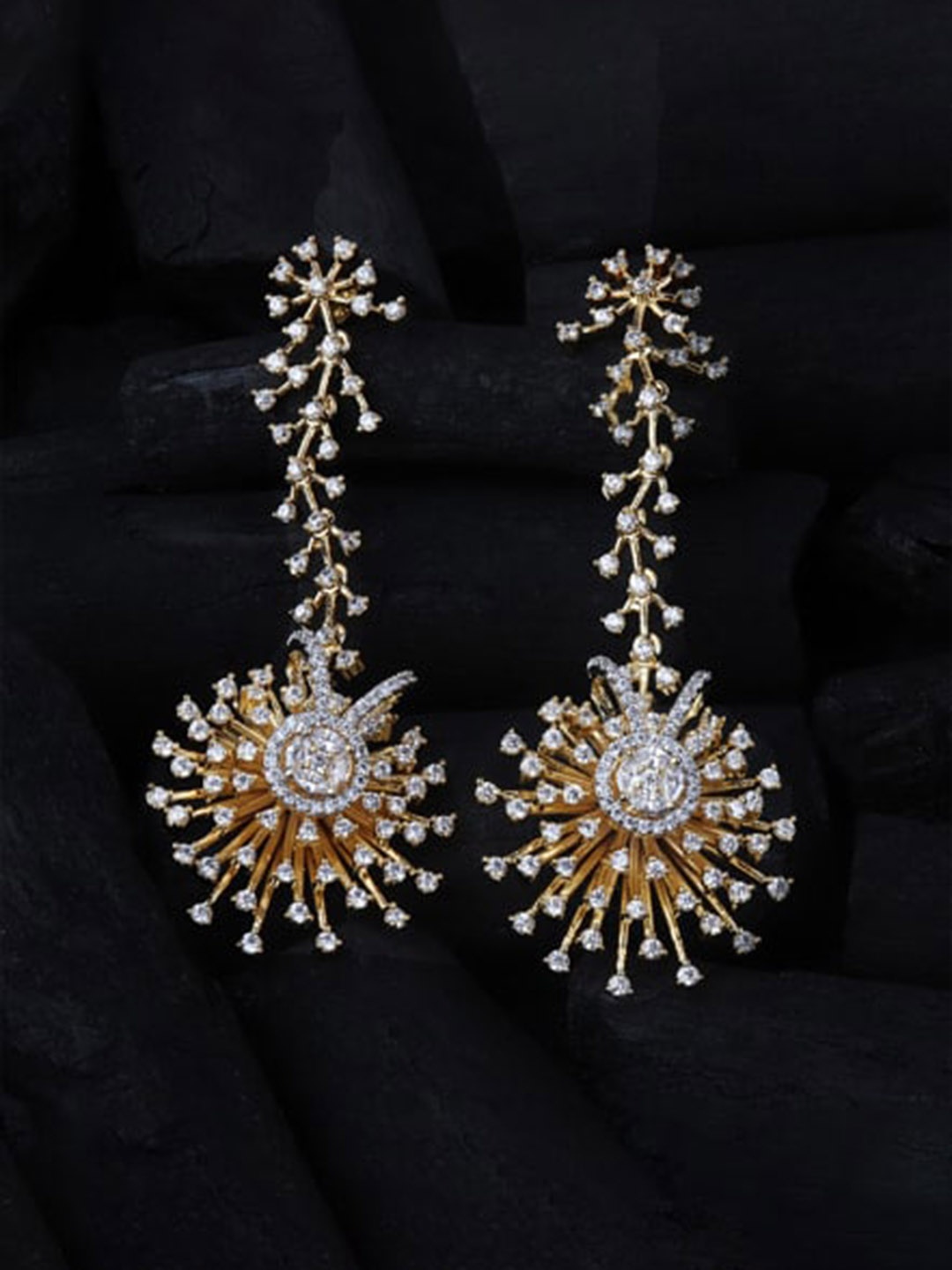 

Mirana Gold-Plated American Diamond Studded Drop Earrings