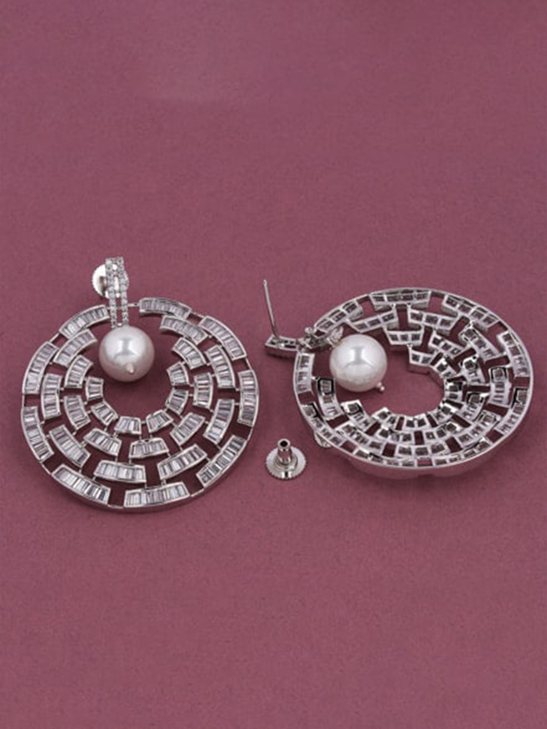 

Mirana Rhodium-Plated Contemporary Drop Earrings, Silver
