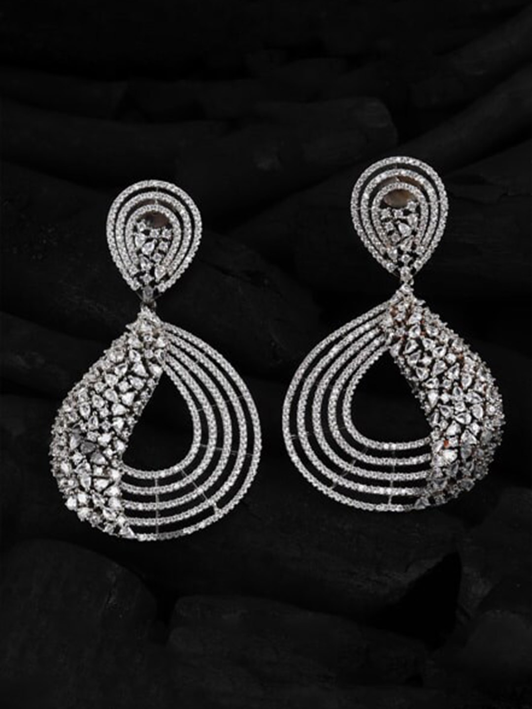 

Mirana Rhodium-Plated Contemporary Drop Earrings, Silver