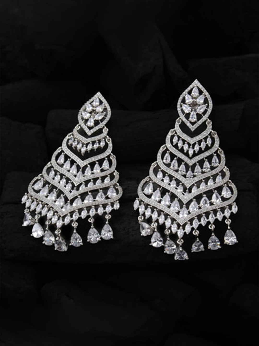 

Mirana Rhodium-Plated Contemporary Drop Earrings, Silver