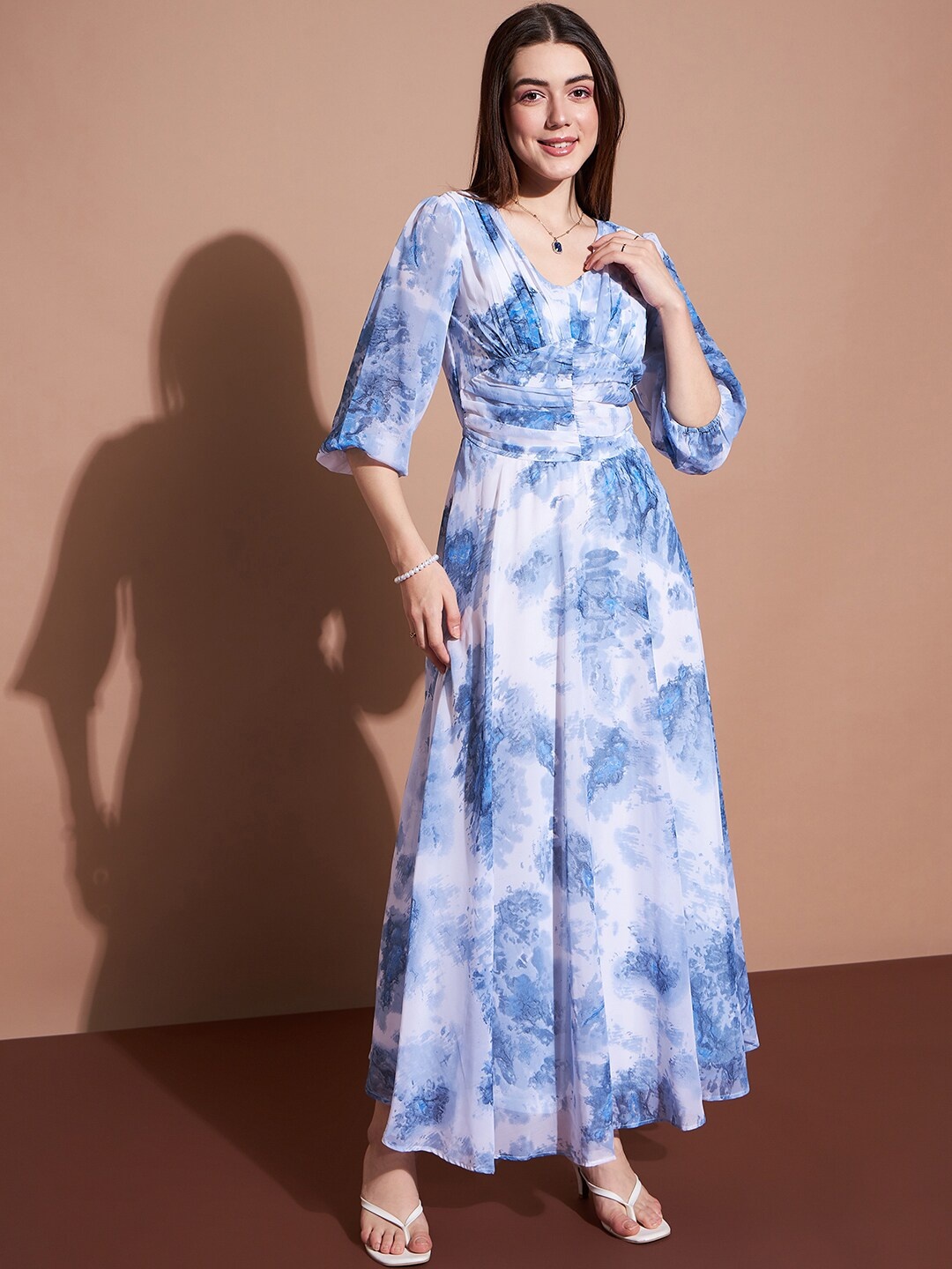 

DressBerry Tie and Dye Pleated Maxi Dress, White