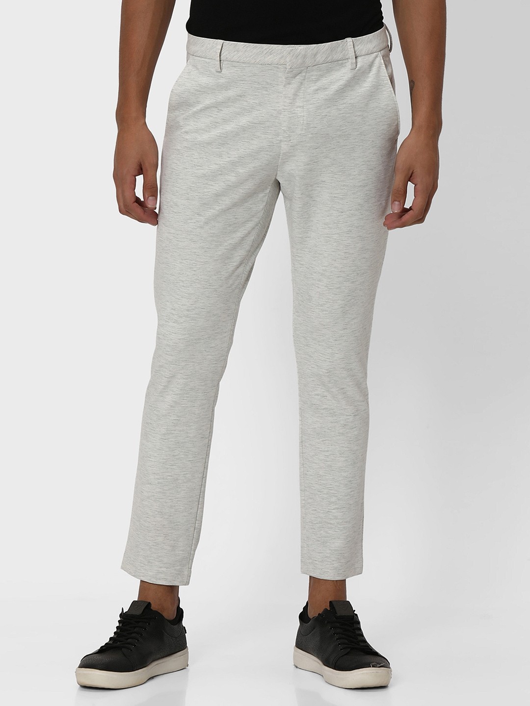 

Mufti Men Tapered Fit Mid-Rise Trousers, Grey