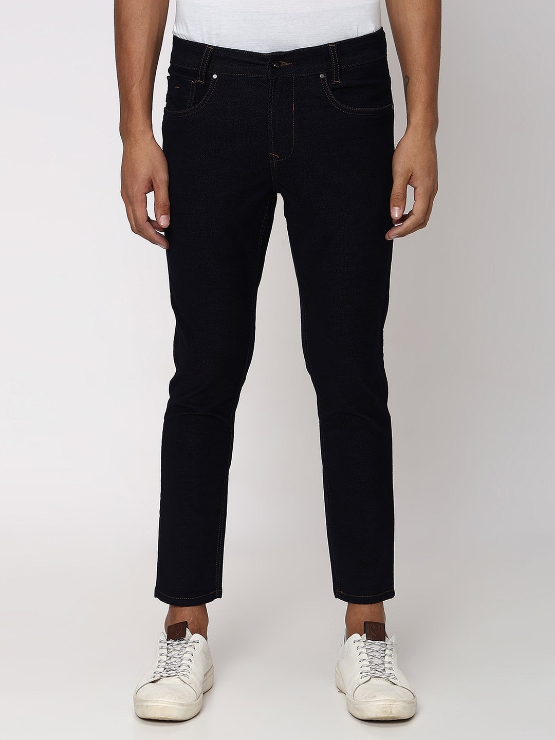

Mufti Men Mid-Rise Tapered Fit Trousers, Navy blue