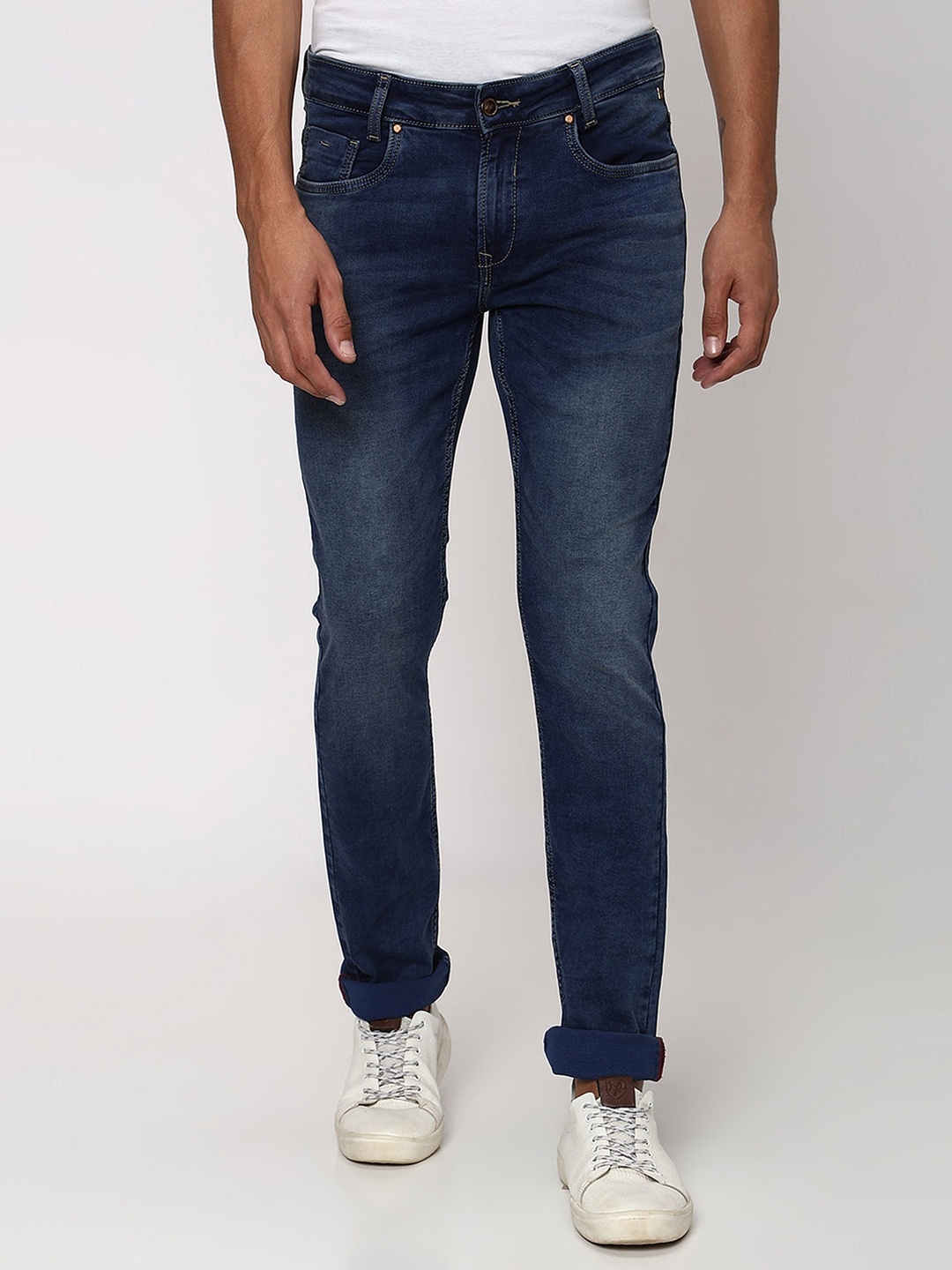 Mufti Men Slim Fit Heavy Fade Jeans, Blue