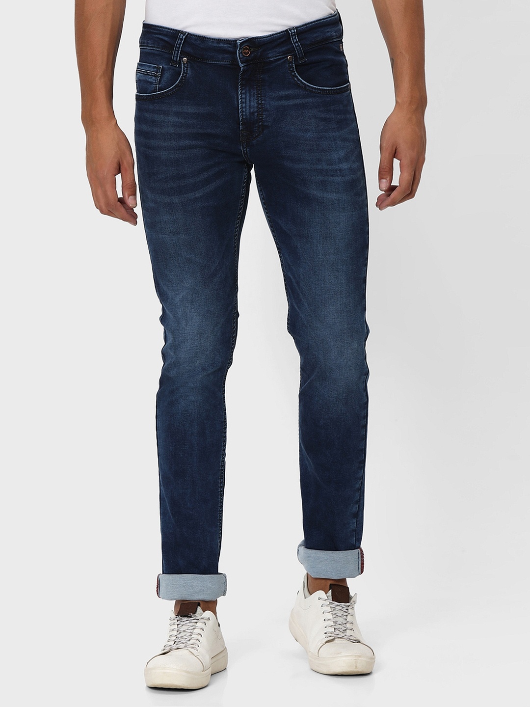 

Mufti Men Slim Fit Light Fade Stretchable Clean Look Jeans, Navy blue