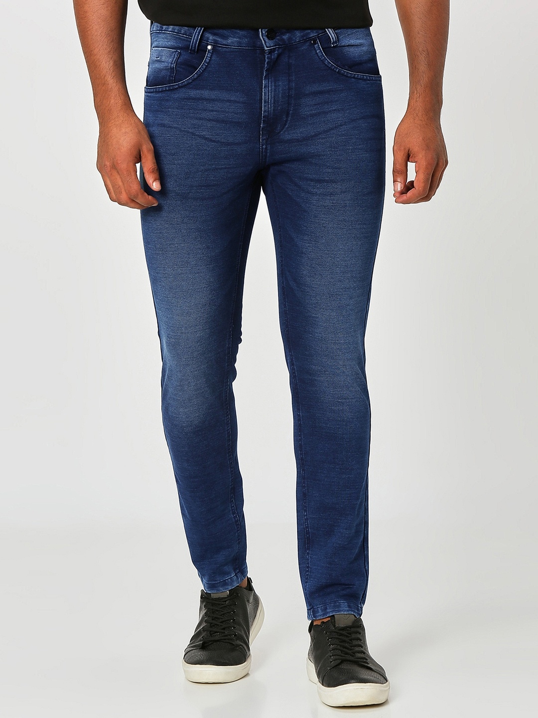 

Mufti Men Tapered Fit Heavy Fade Stretchable Clean Look Jeans, Navy blue