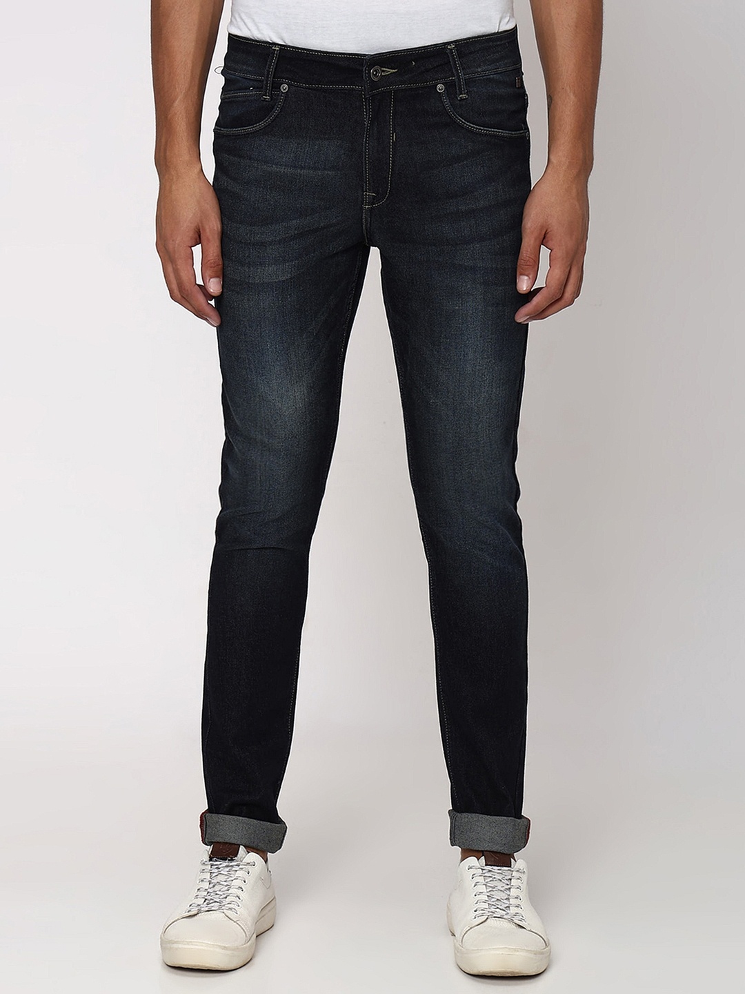 

Mufti Men Skinny Fit Heavy Fade Stretchable Jeans, Navy blue