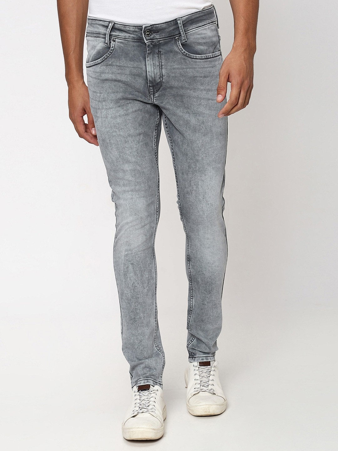 

Mufti Men Skinny Fit Heavy Fade Clean Look Stretchable Jeans, Grey