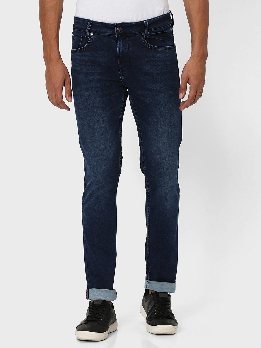 

Mufti Men Slim Fit Light Fade Stretchable Clean Look Jeans, Navy blue