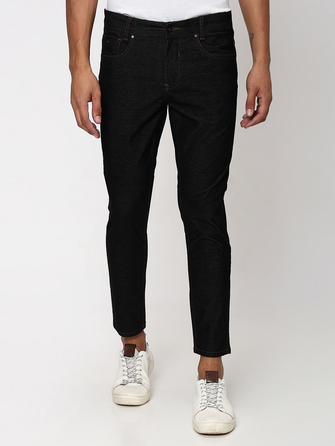 

Mufti Men Mid-Rise Tapered Fit Stretchable Cropped Jeans, Black