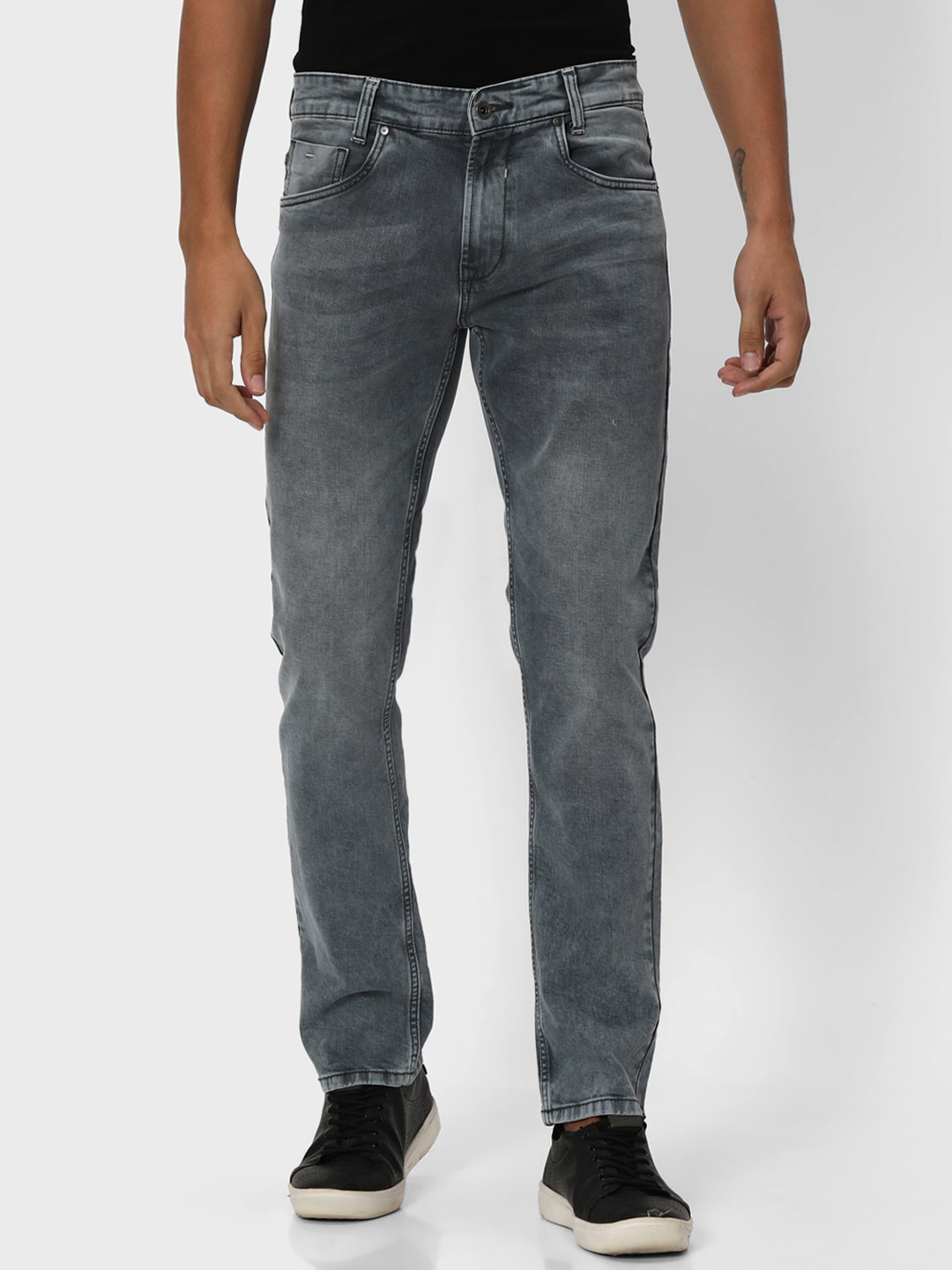 

Mufti Men Straight Fit Heavy Fade Stretchable Jeans, Grey