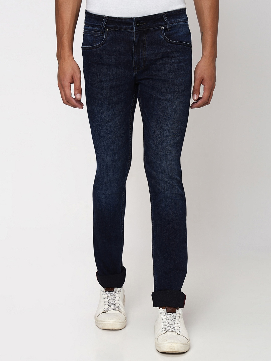 

Mufti Men Slim Fit Light Fade Stretchable Clean Look Jeans, Navy blue