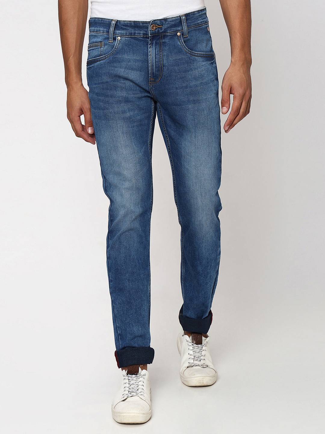 

Mufti Men Slim Fit Heavy Fade Clean Look Stretchable Jeans, Blue