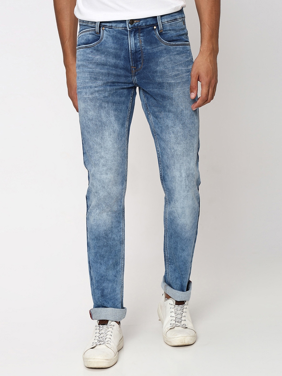 

Mufti Men Mid Rise Slim Fit Clean Look Heavy Fade Stretchable Jeans, Blue