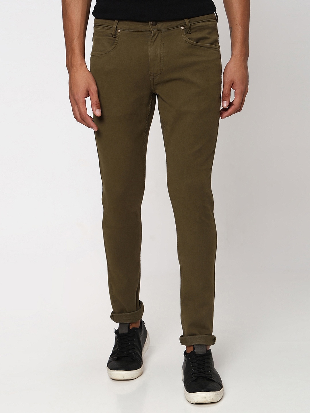 

Mufti Men Mid-Rise Tapered Fit Stretchable Cropped Jeans, Olive