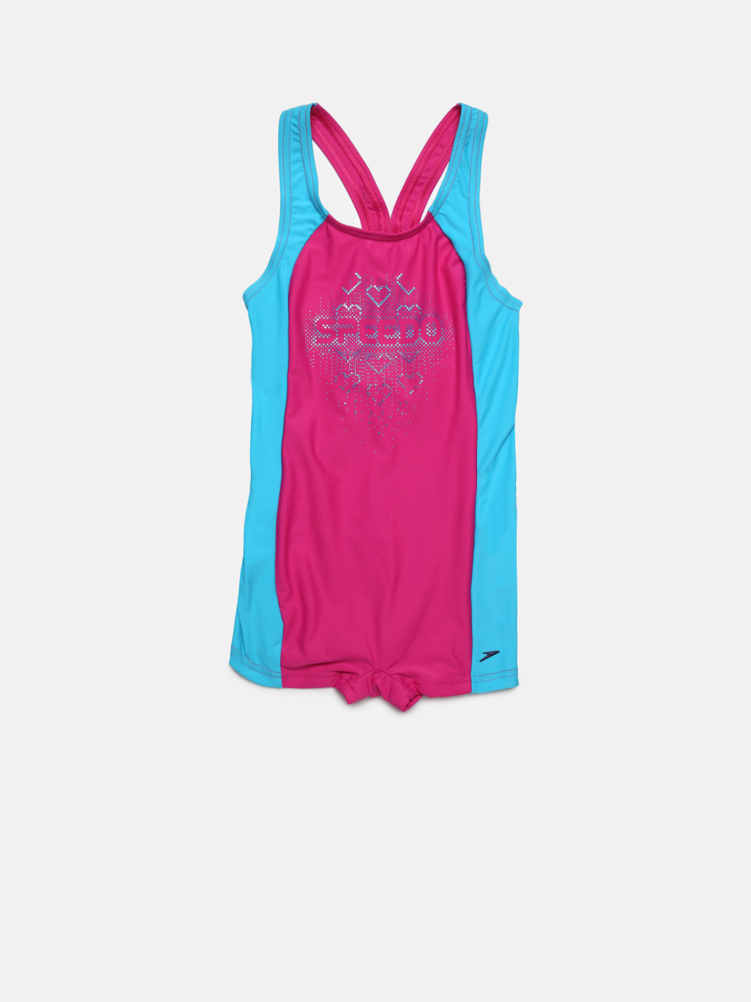 

Speedo Girls Blue & Pink Printed & Colourblocked Swim Suit