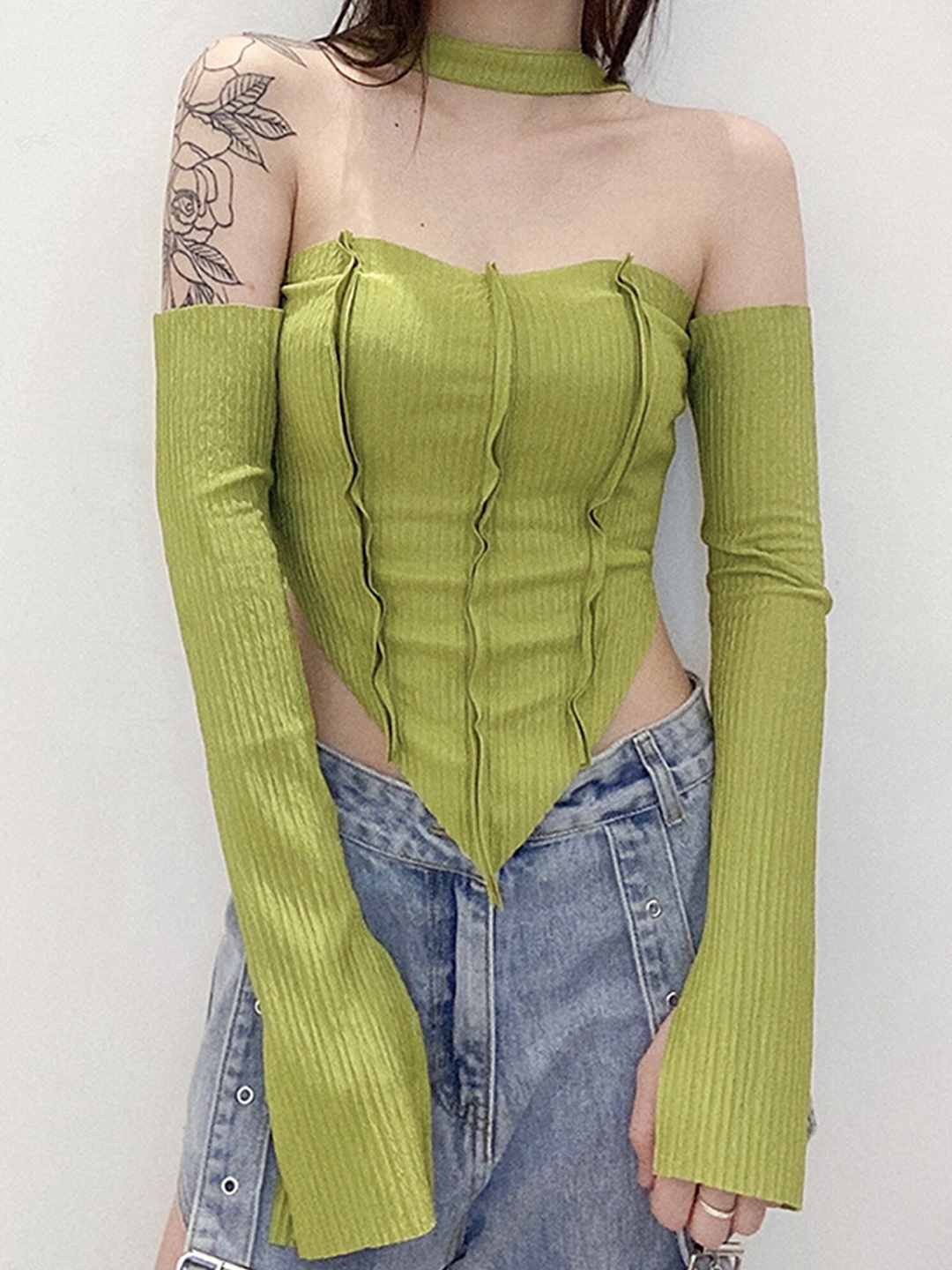 

LULU & SKY Green Off-Shoulder Tube Top