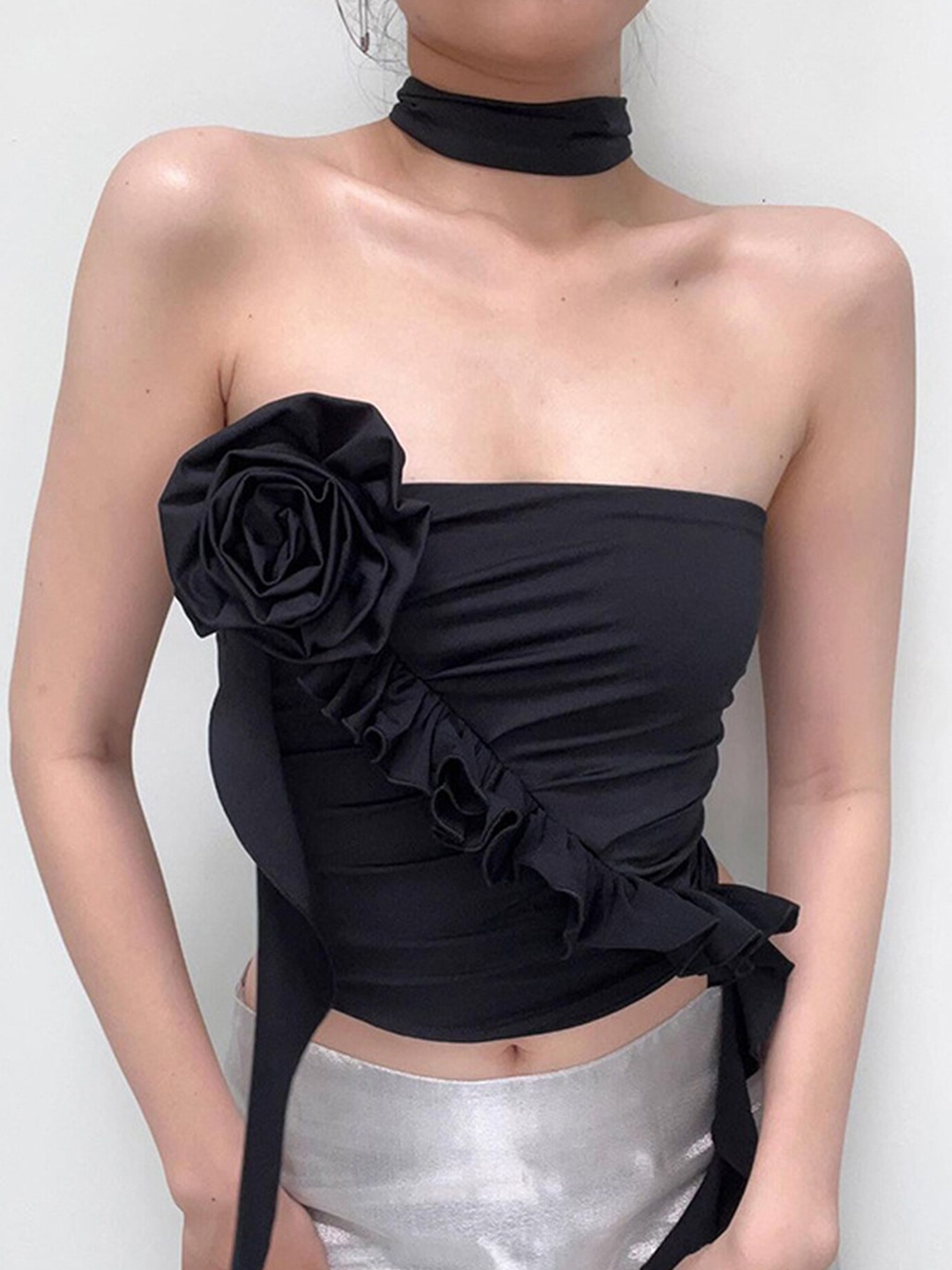 

LULU & SKY Strapless Tube Crop Top, Black