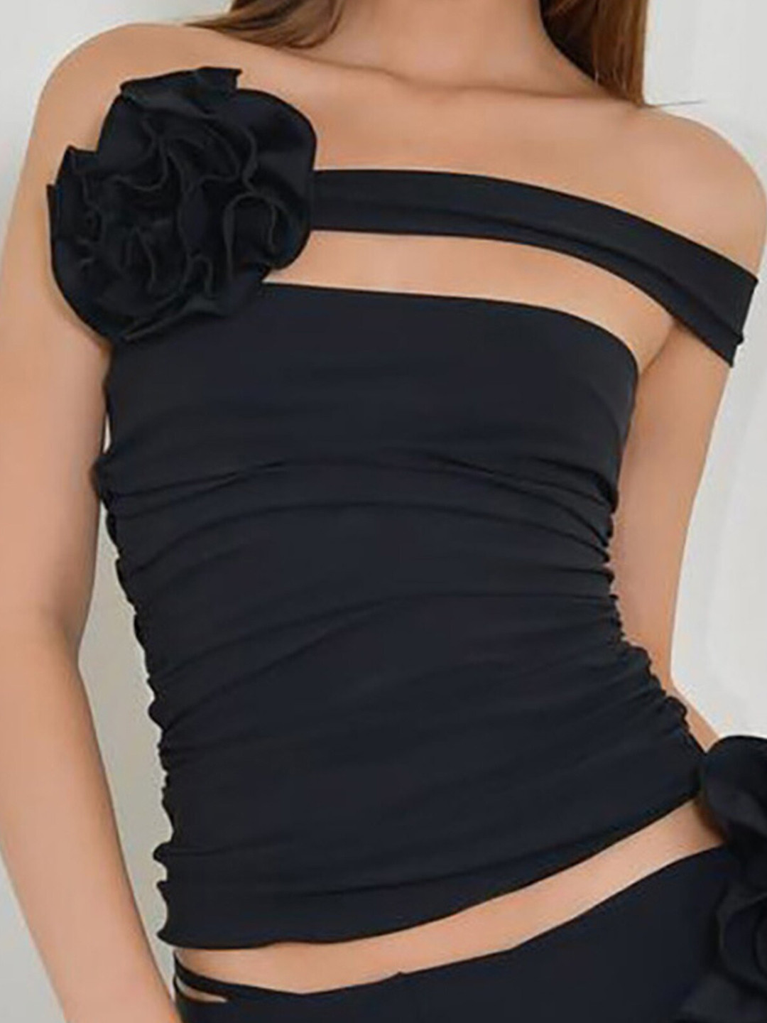 

LULU & SKY Off-Shoulder Bardot Crop Top, Black