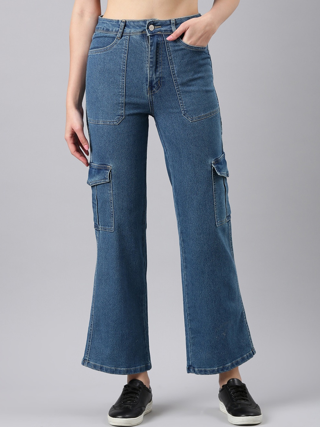 

SHOWOFF Women Clean Look Mid-Rise Straight Fit Stretchable Jeans, Blue