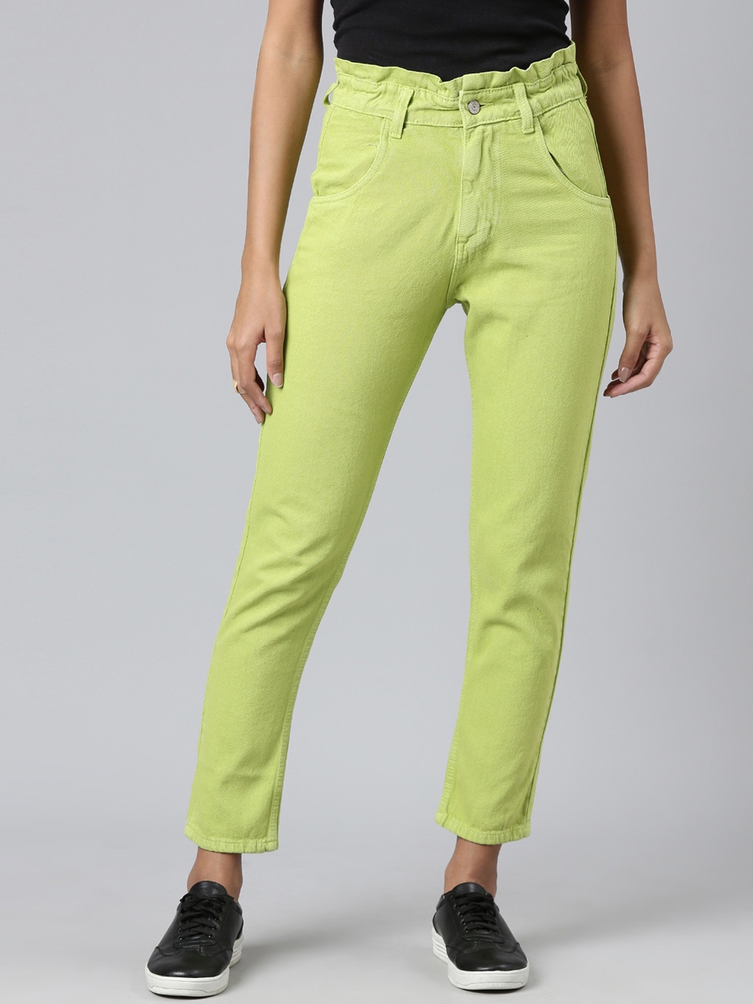 

SHOWOFF Women Mid Rise Clean Look Mom Fit Jeans, Lime green
