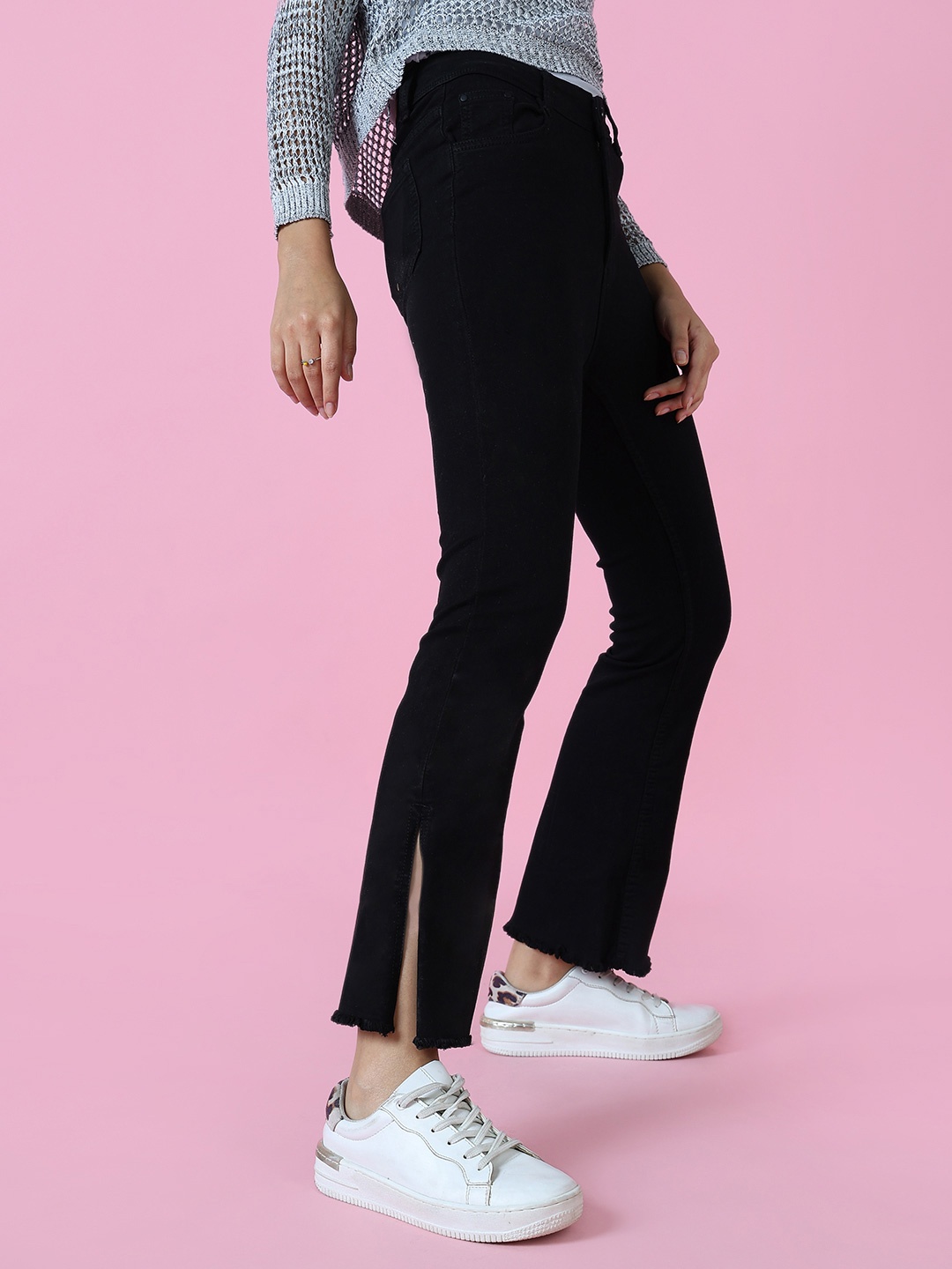 

SHOWOFF Women Mid Rise Clean Look Flared Stretchable Jeans, Black