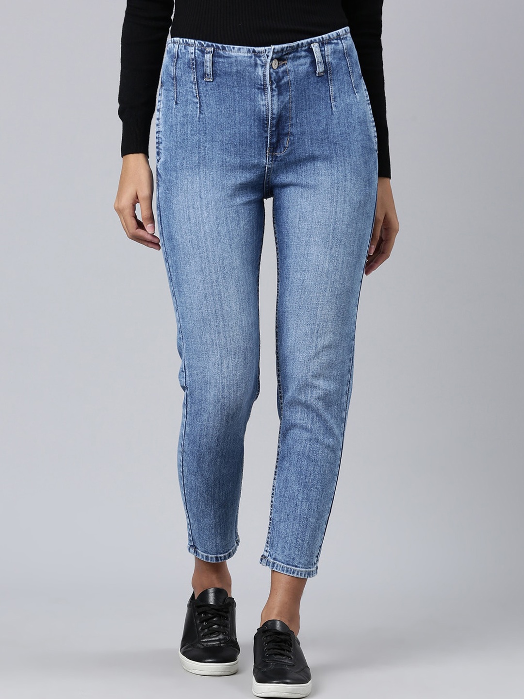 

SHOWOFF Women Heavy Fade Stretchable Mom Fit Clean Look Jeans, Blue