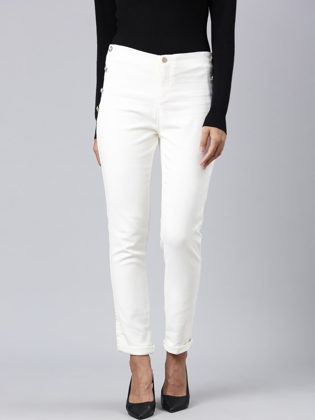 

SHOWOFF Women Slim Fit Clean Look Stretchable Jeans, Off white