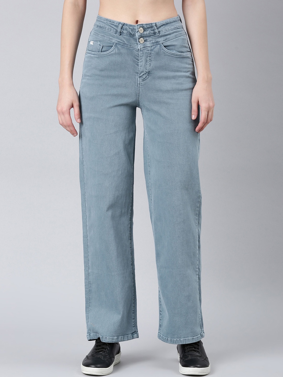 

SHOWOFF Women Wide Leg Clean Look Stretchable Jeans, Grey