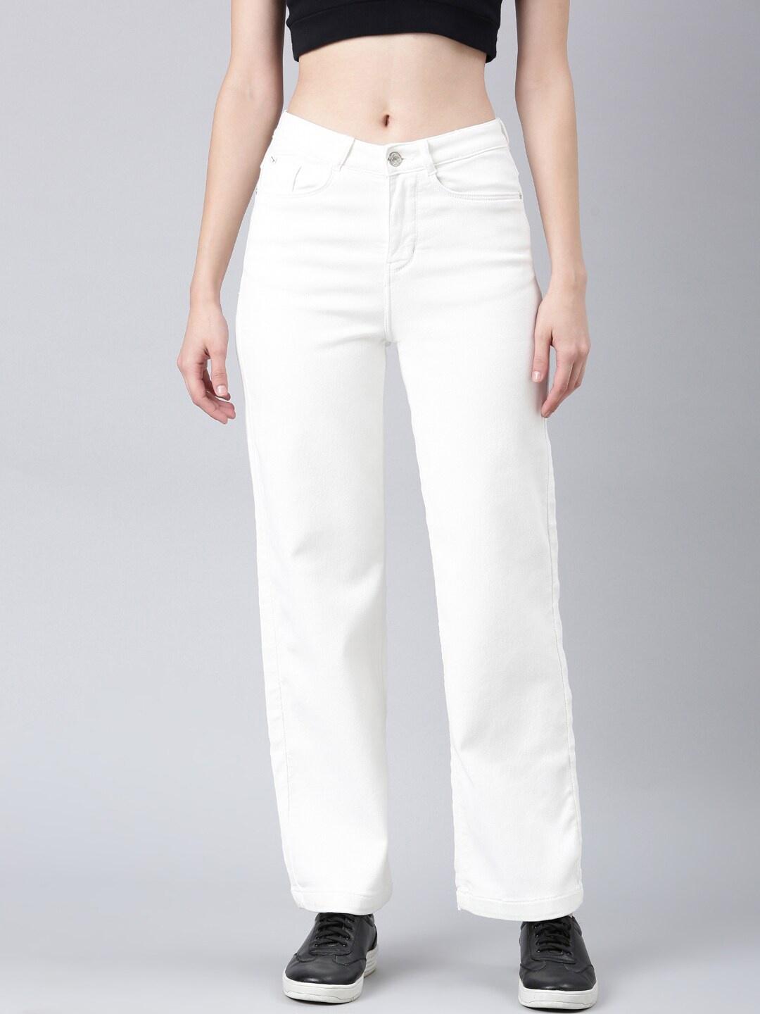 

SHOWOFF Women Clean Look Wide Leg Stretchable Jeans, White