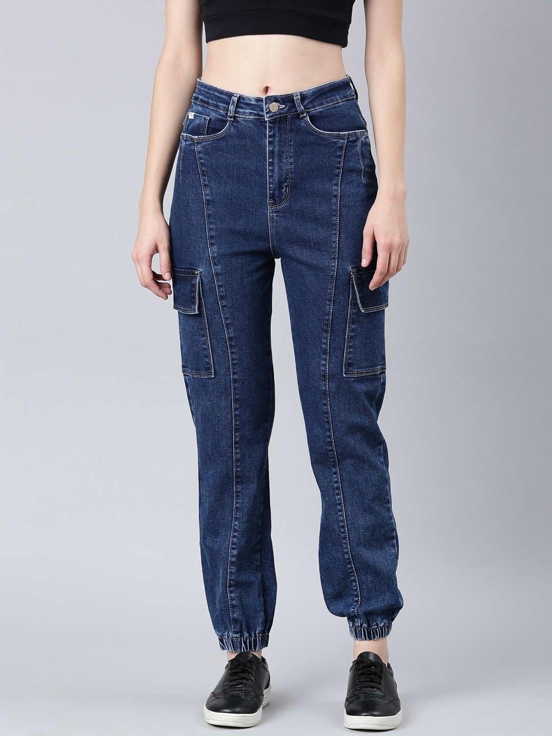 

SHOWOFF Women Clean Look Stretchable Jogger Jeans, Navy blue