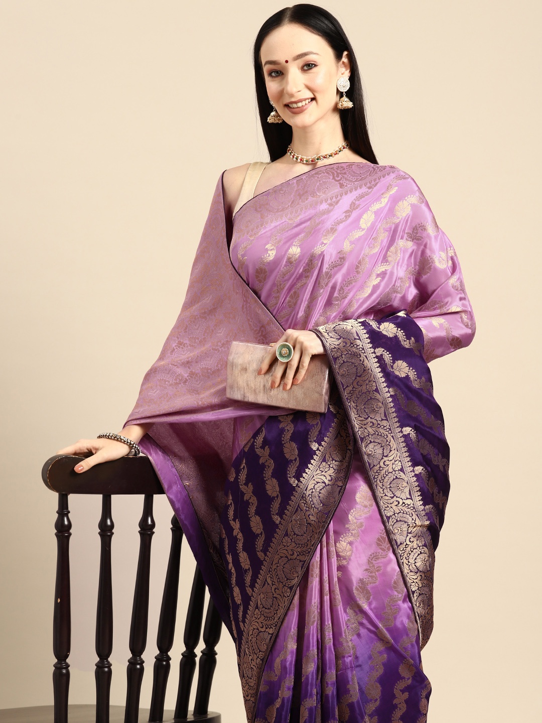 

Simaaya Woven Design Ethnic Motifs Zari Saree, Purple