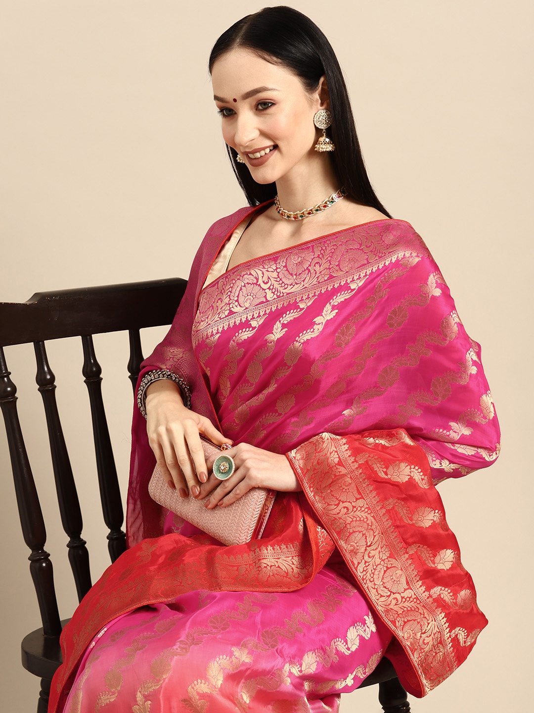 

Simaaya Woven Design Ethnic Motifs Zari Saree, Pink