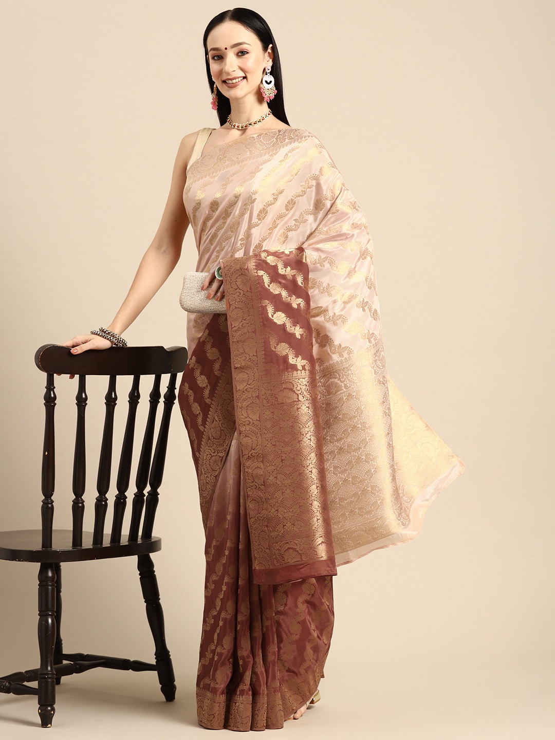 

Simaaya Woven Design Ethnic Motifs Zari Saree, Brown