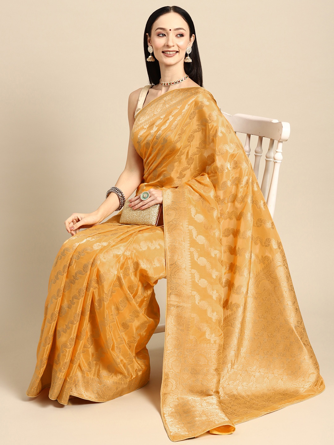 

Simaaya Woven Design Ethnic Motifs Zari Saree, Orange