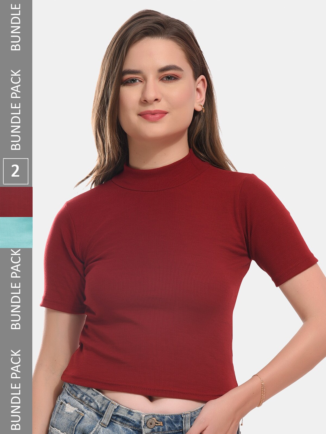 

Boleem Pack Of 2 Cotton Crop Top, Blue