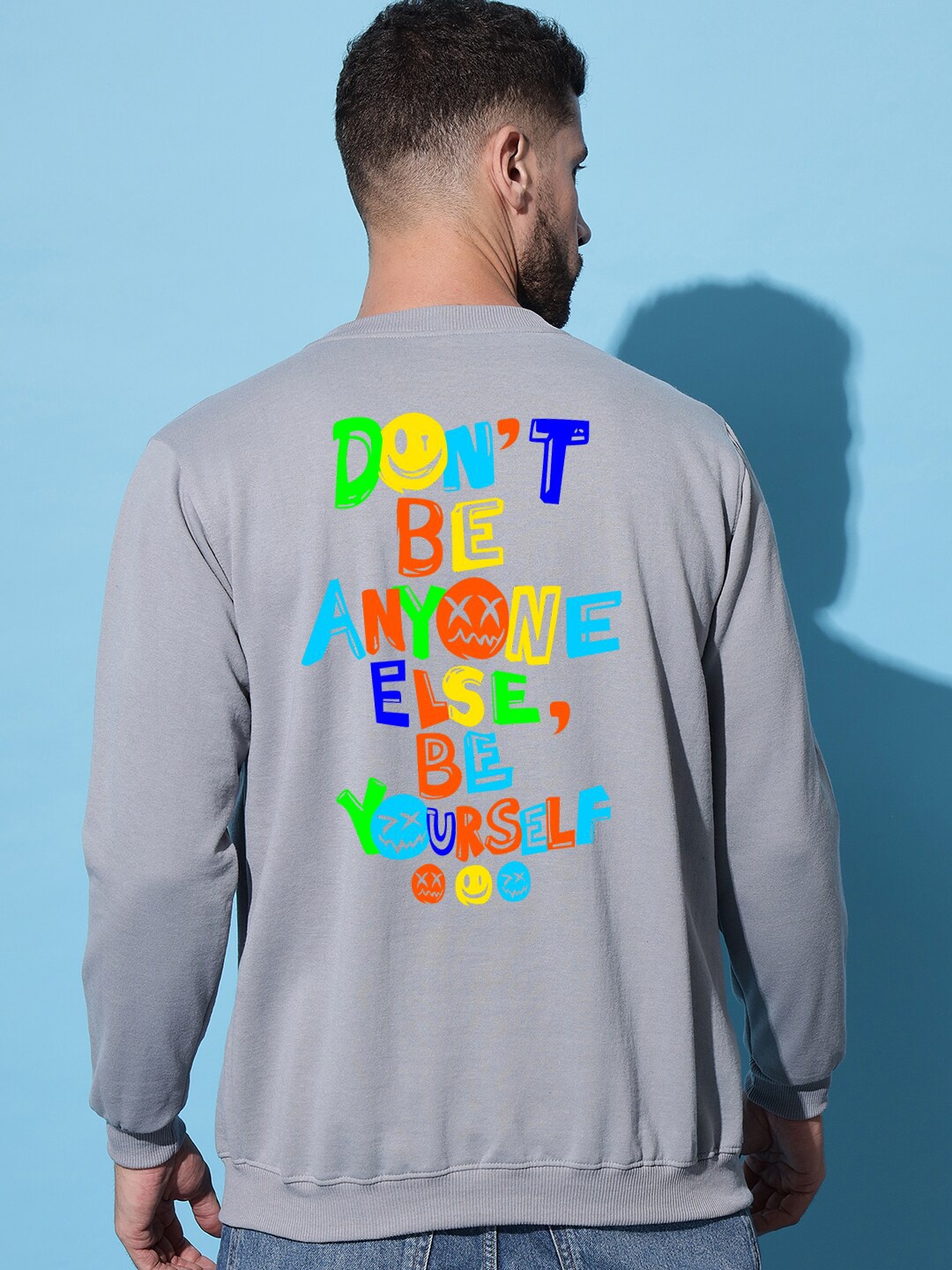 

Imsa Moda Typography Printed Round Neck Sweatshirt, Grey